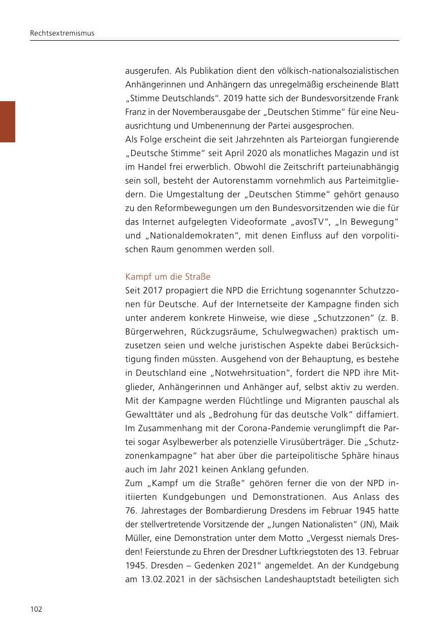 Seite 104 des Verfassungsschutzbericht 2021 Niedersachsen