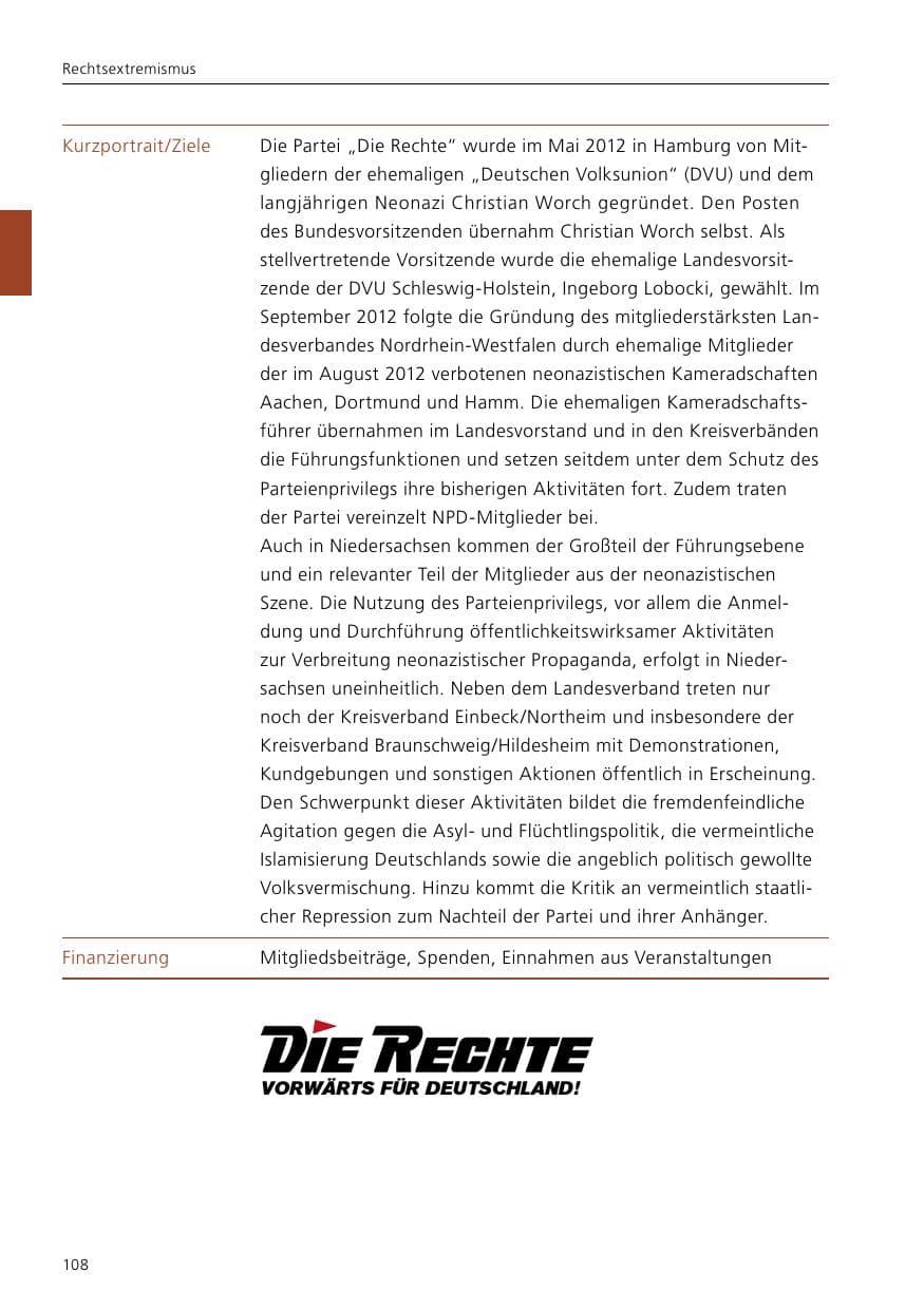 Seite 110 des Verfassungsschutzbericht 2021 Niedersachsen