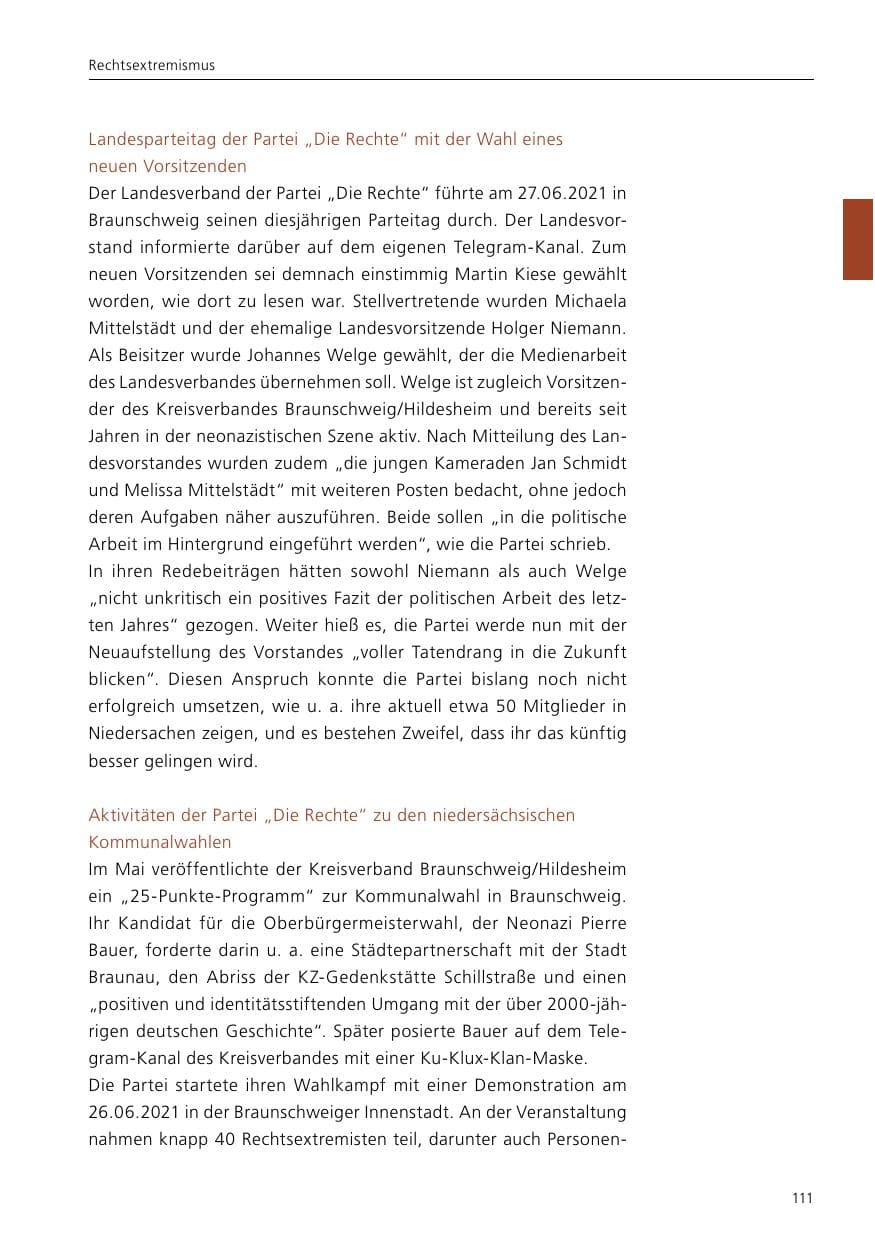 Seite 113 des Verfassungsschutzbericht 2021 Niedersachsen