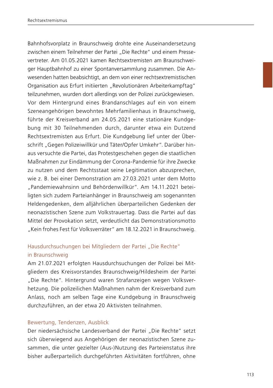 Seite 115 des Verfassungsschutzbericht 2021 Niedersachsen