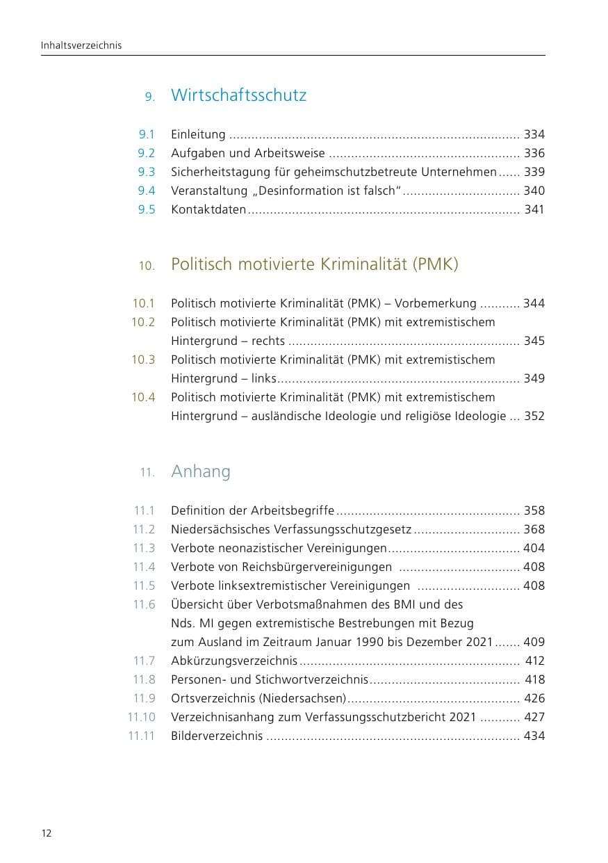 Seite 14 des Verfassungsschutzbericht 2021 Niedersachsen