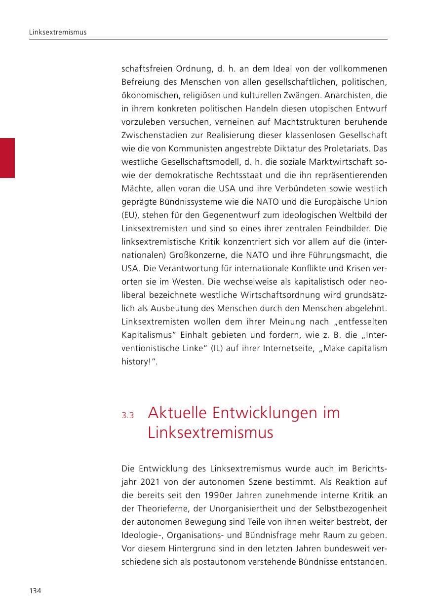 Seite 136 des Verfassungsschutzbericht 2021 Niedersachsen