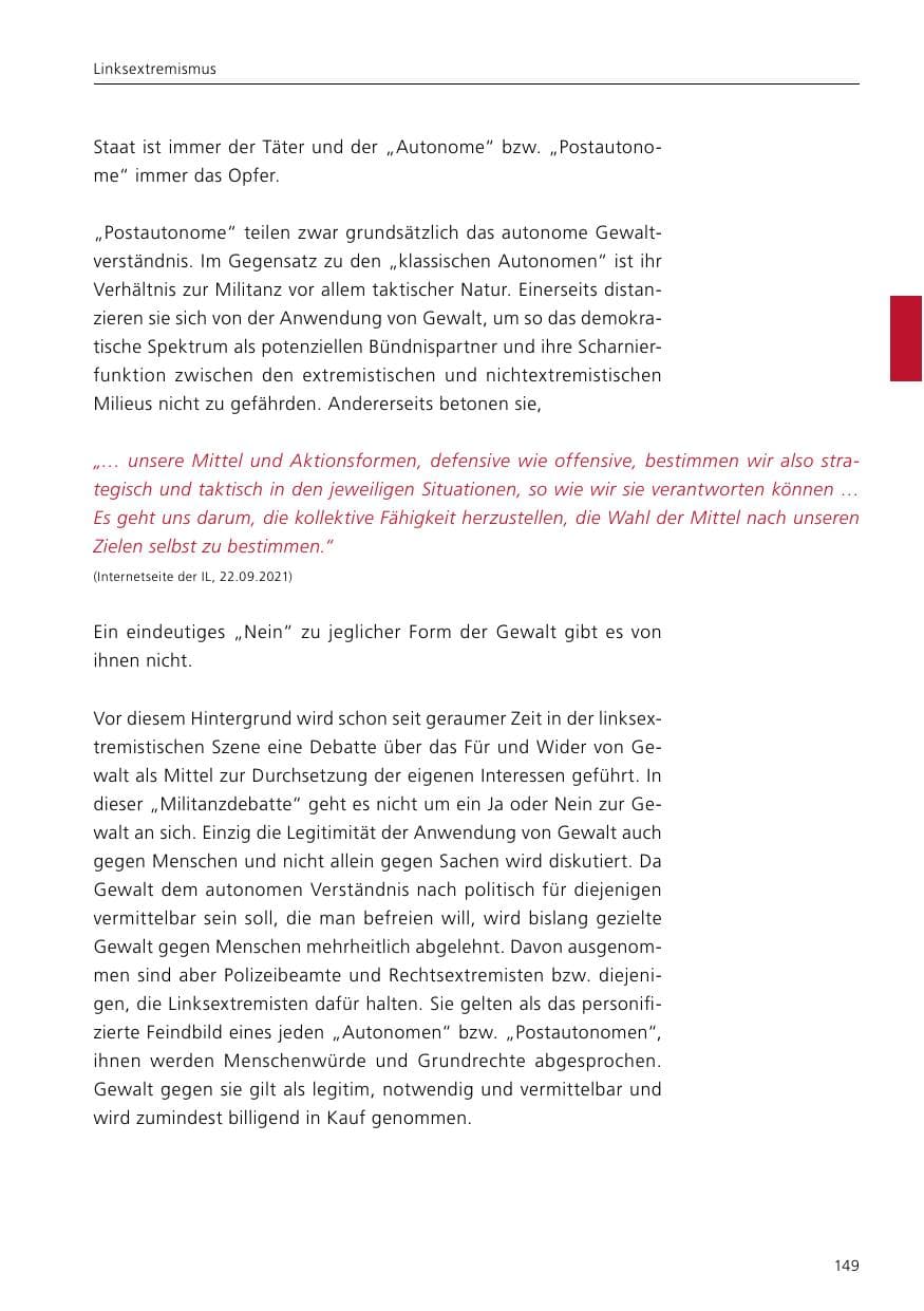 Seite 151 des Verfassungsschutzbericht 2021 Niedersachsen