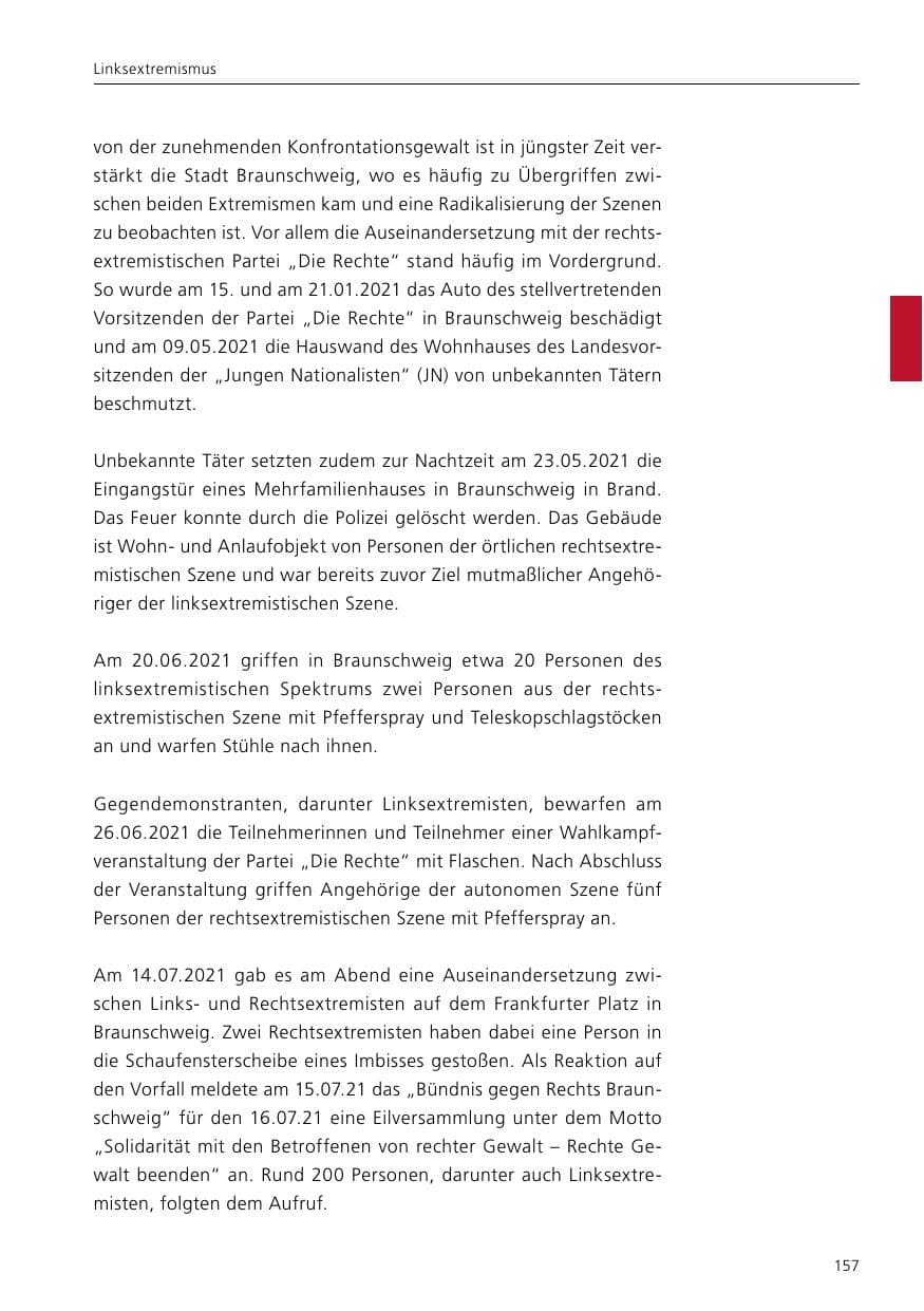 Seite 159 des Verfassungsschutzbericht 2021 Niedersachsen