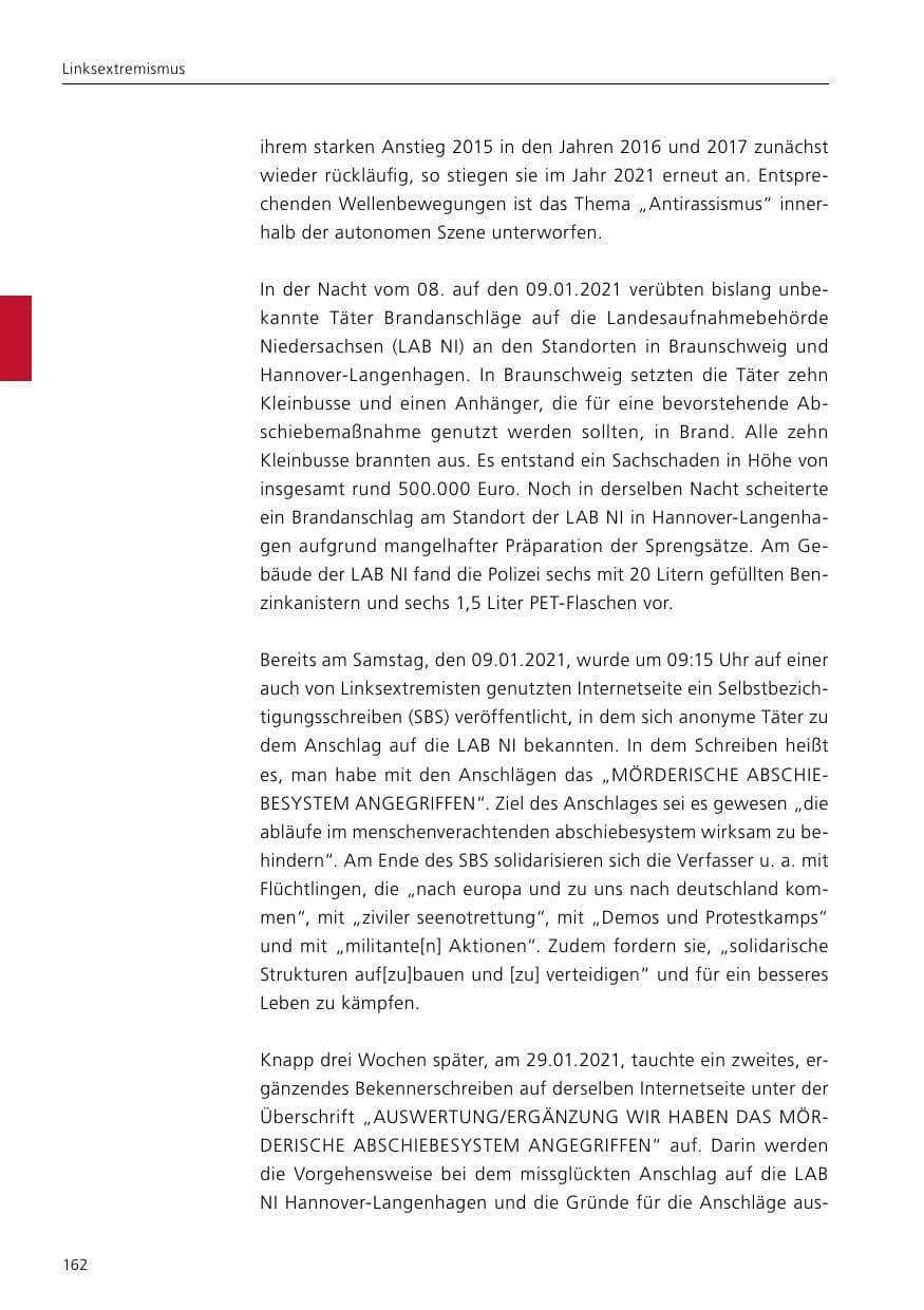Seite 164 des Verfassungsschutzbericht 2021 Niedersachsen