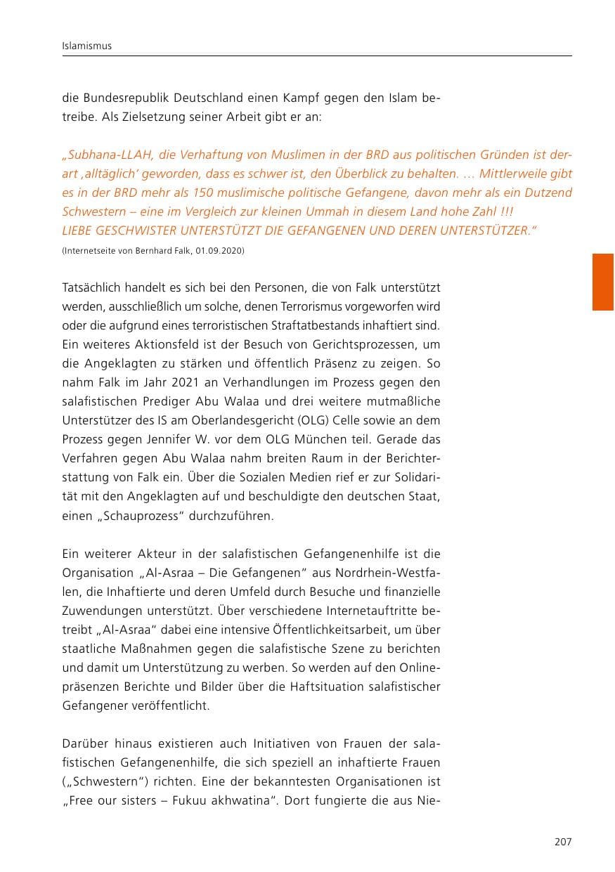 Seite 209 des Verfassungsschutzbericht 2021 Niedersachsen