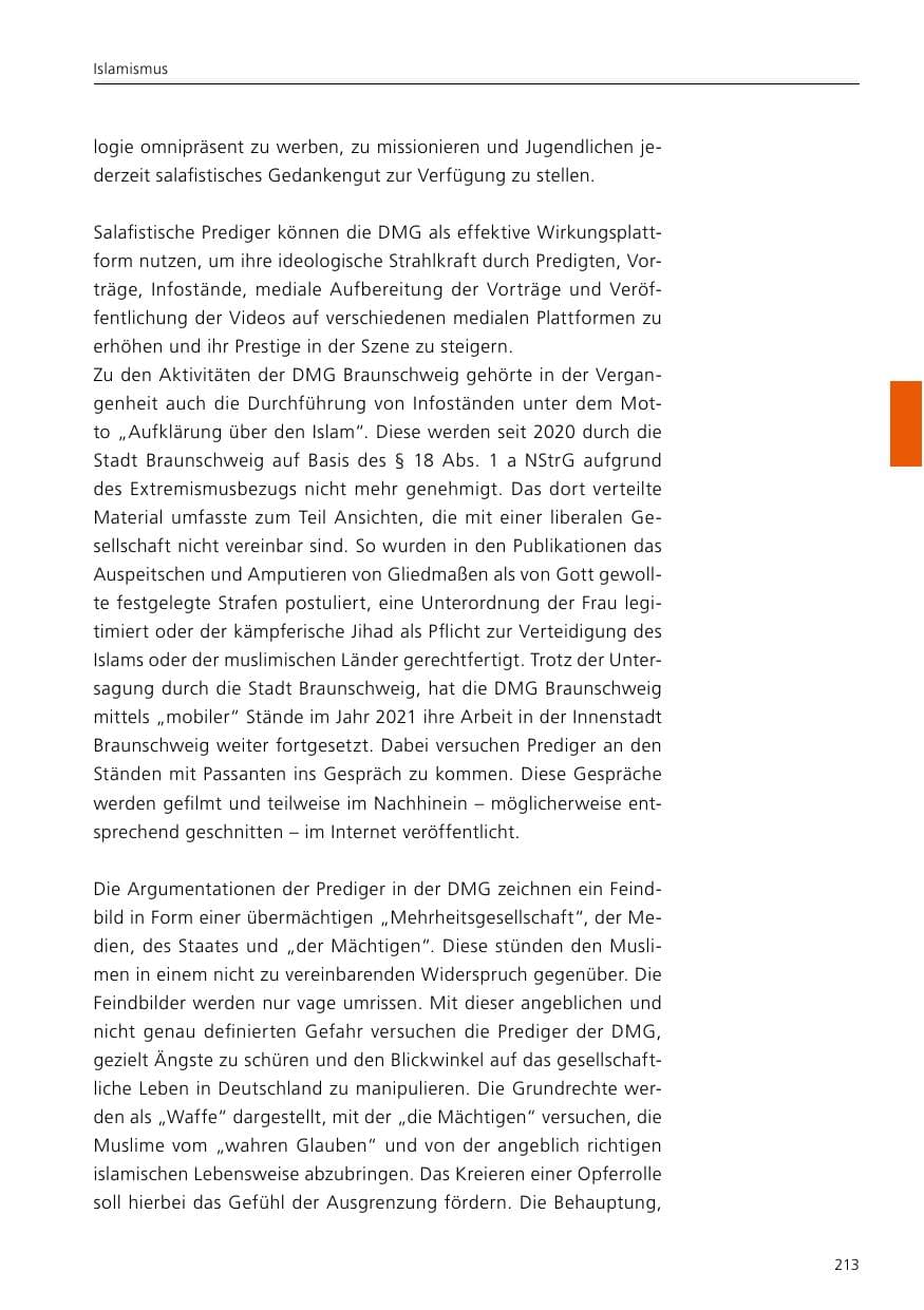 Seite 215 des Verfassungsschutzbericht 2021 Niedersachsen