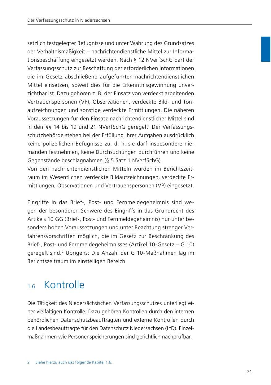 Seite 23 des Verfassungsschutzbericht 2021 Niedersachsen