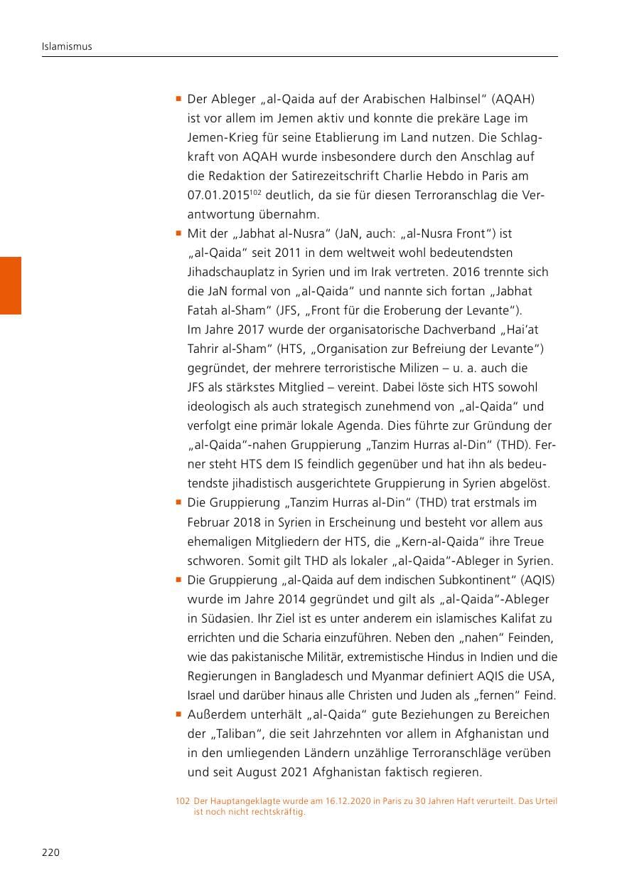 Seite 222 des Verfassungsschutzbericht 2021 Niedersachsen