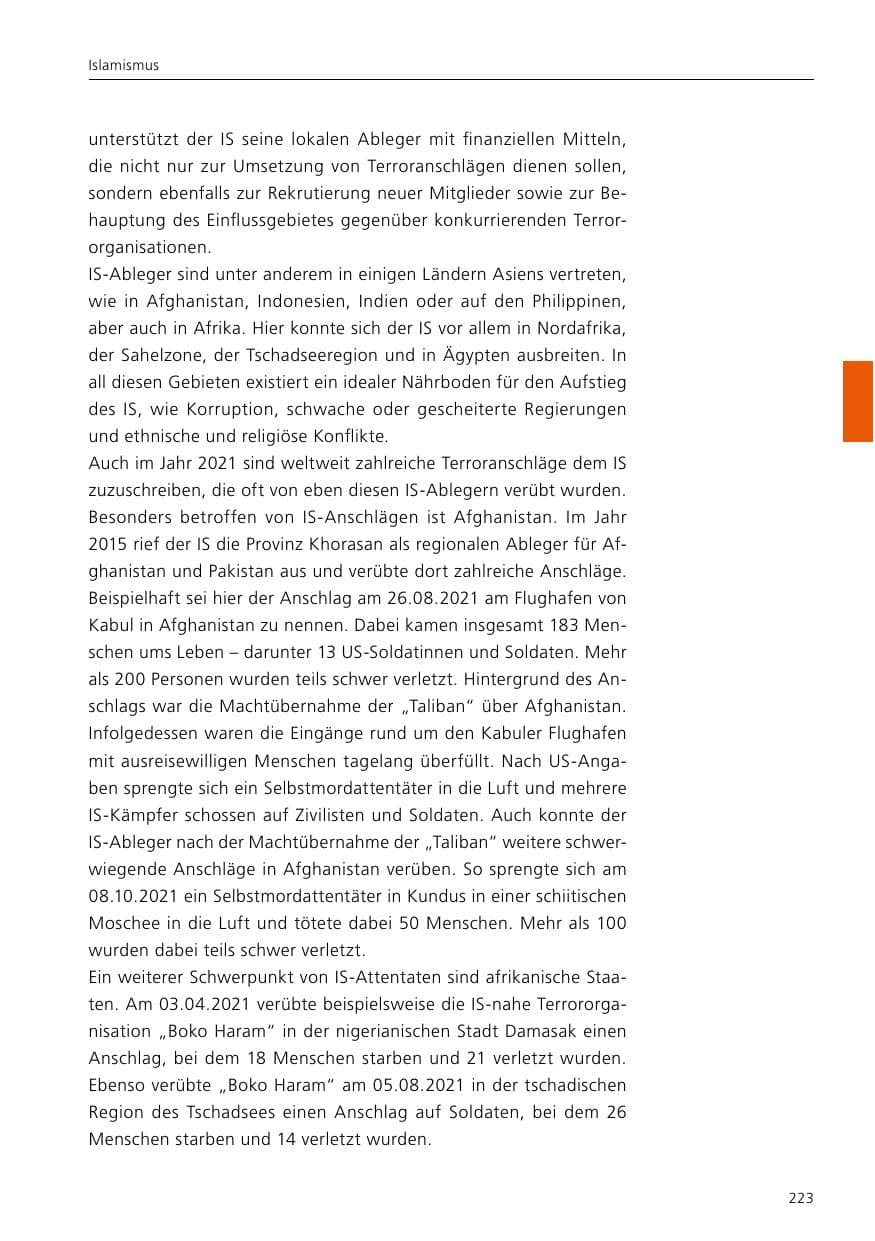 Seite 225 des Verfassungsschutzbericht 2021 Niedersachsen