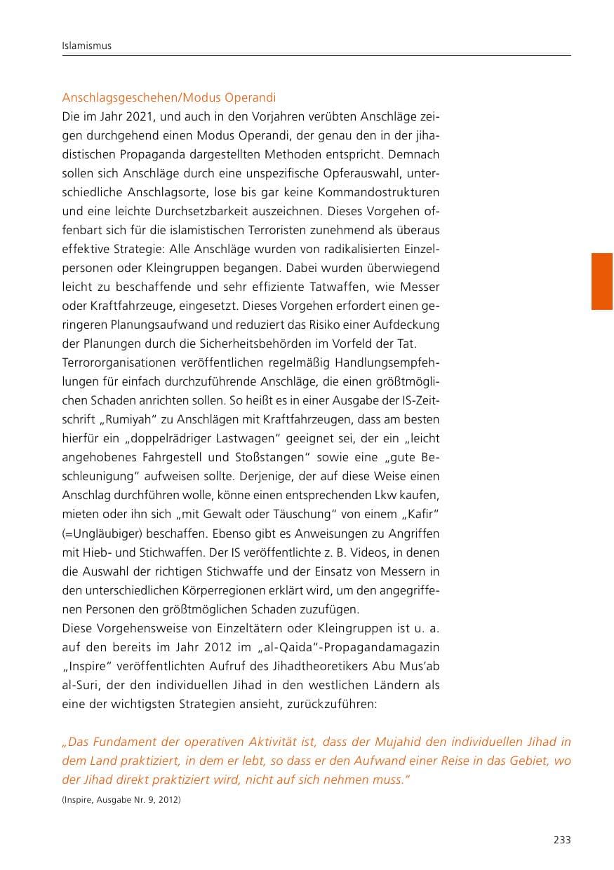 Seite 235 des Verfassungsschutzbericht 2021 Niedersachsen