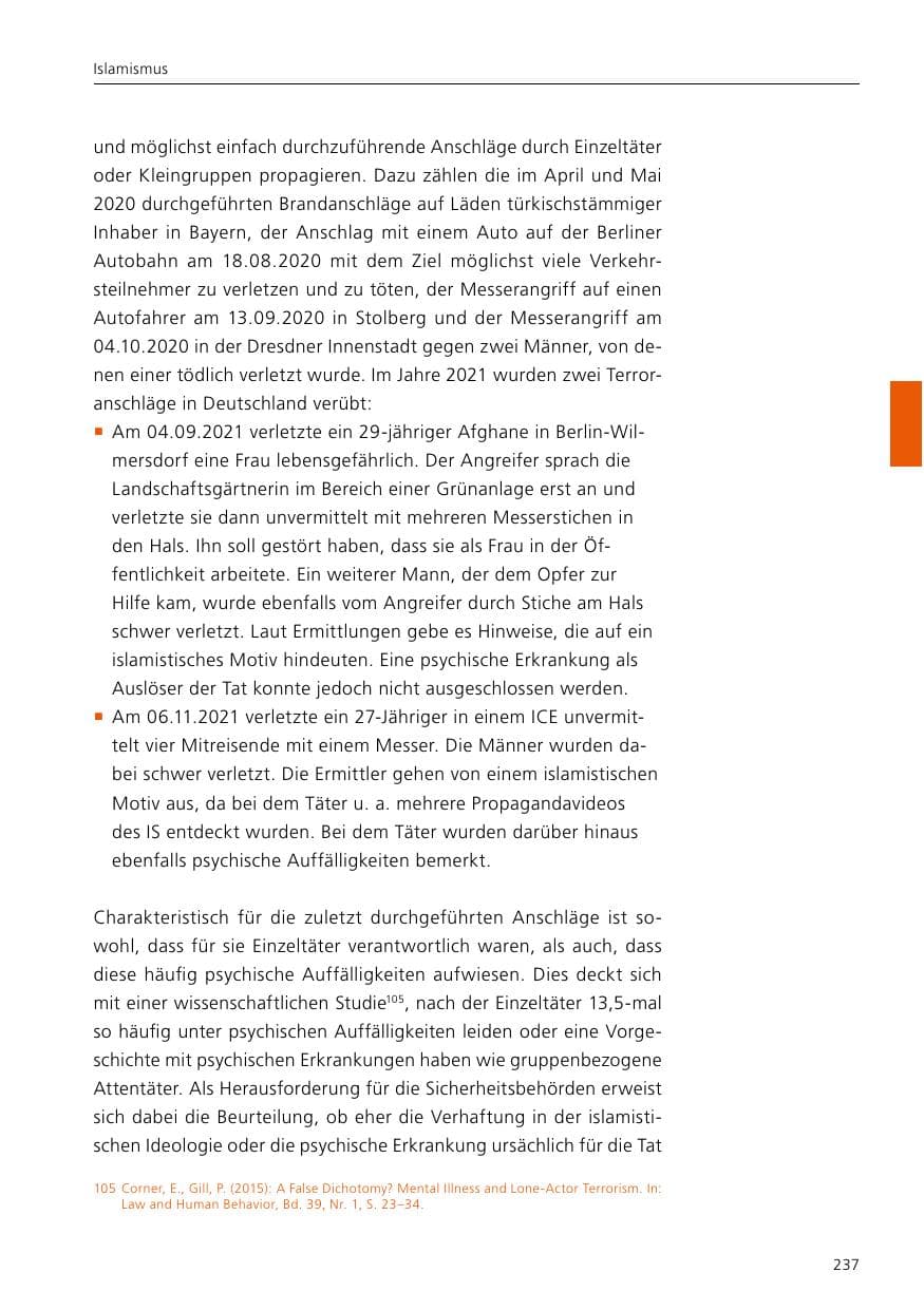Seite 239 des Verfassungsschutzbericht 2021 Niedersachsen