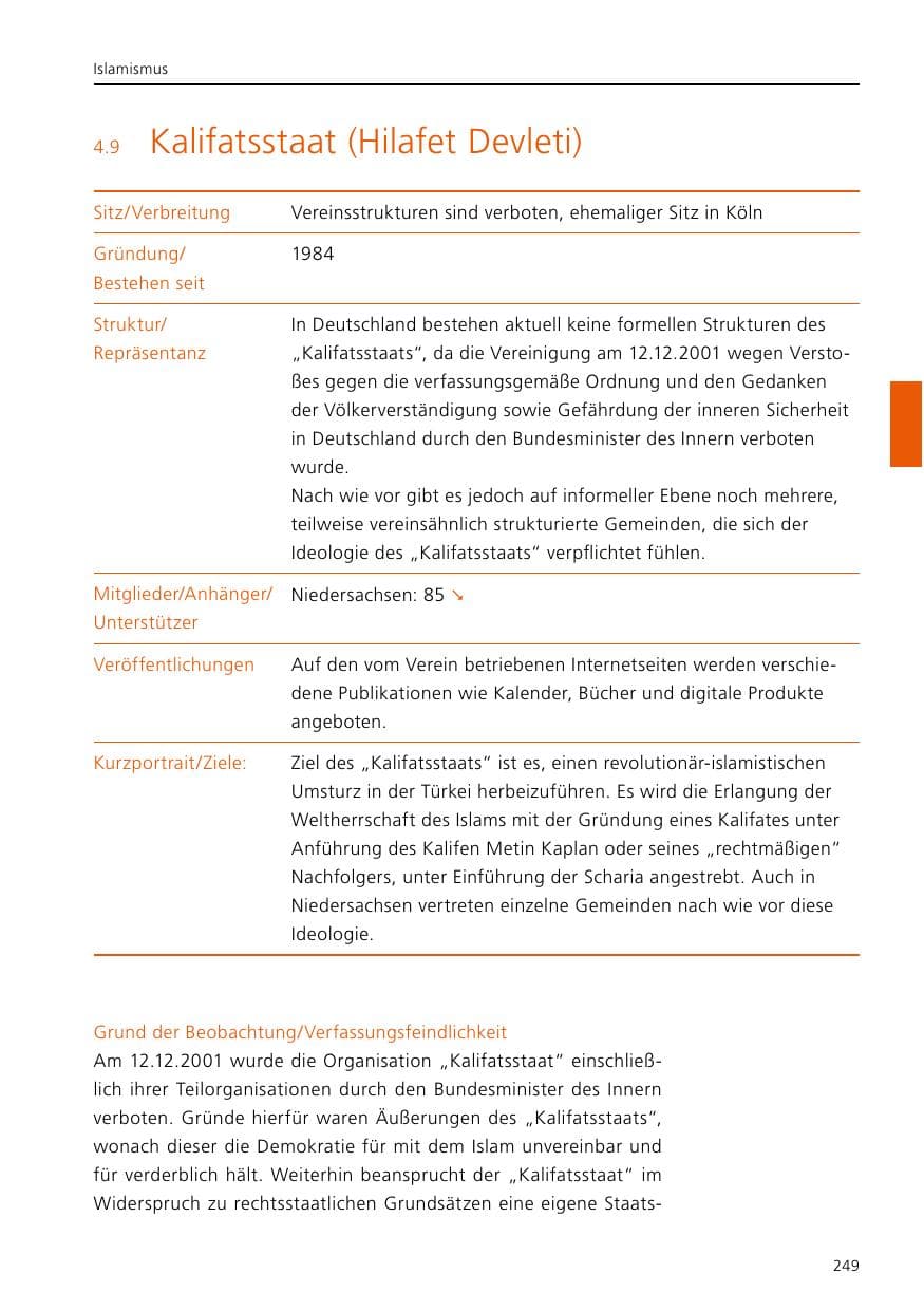 Seite 251 des Verfassungsschutzbericht 2021 Niedersachsen