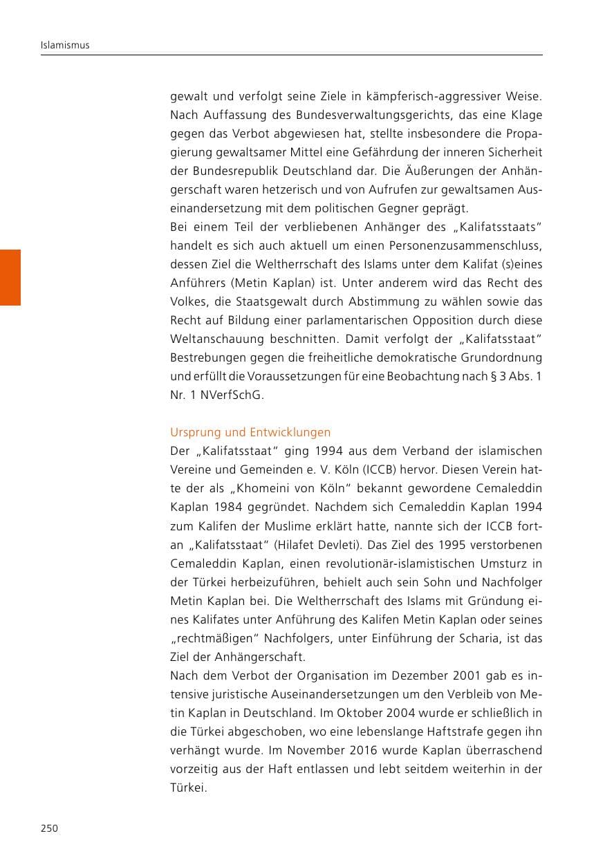 Seite 252 des Verfassungsschutzbericht 2021 Niedersachsen