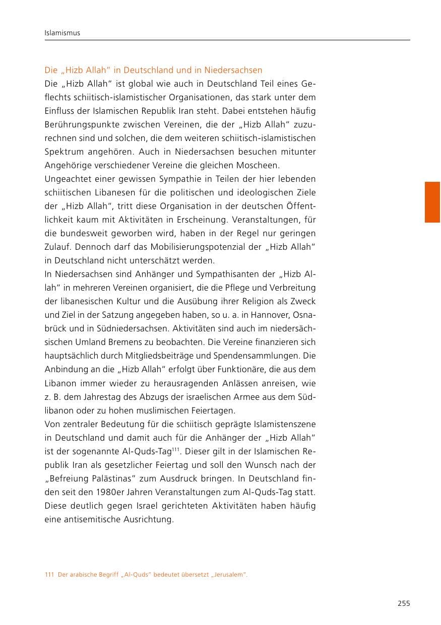 Seite 257 des Verfassungsschutzbericht 2021 Niedersachsen
