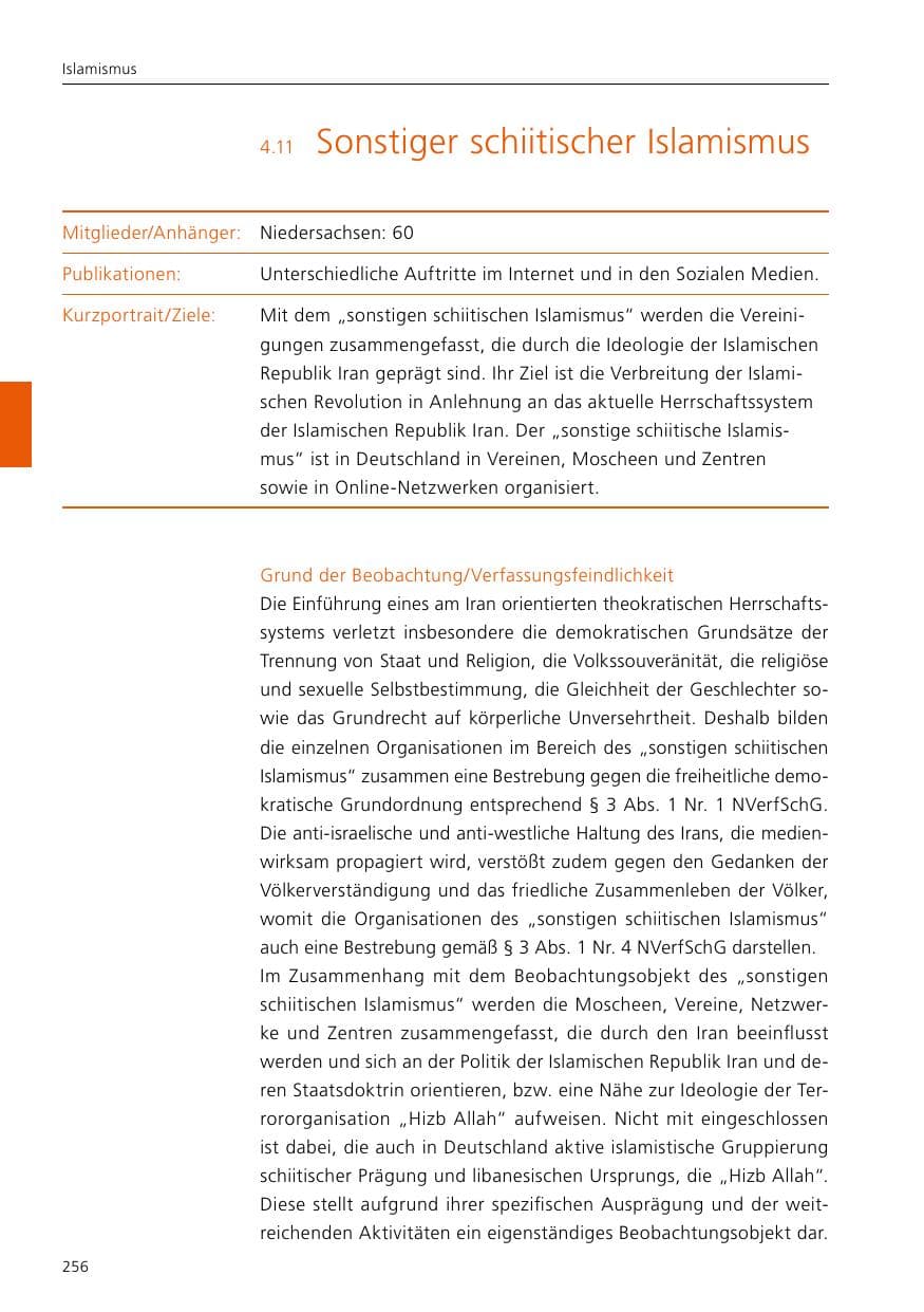 Seite 258 des Verfassungsschutzbericht 2021 Niedersachsen