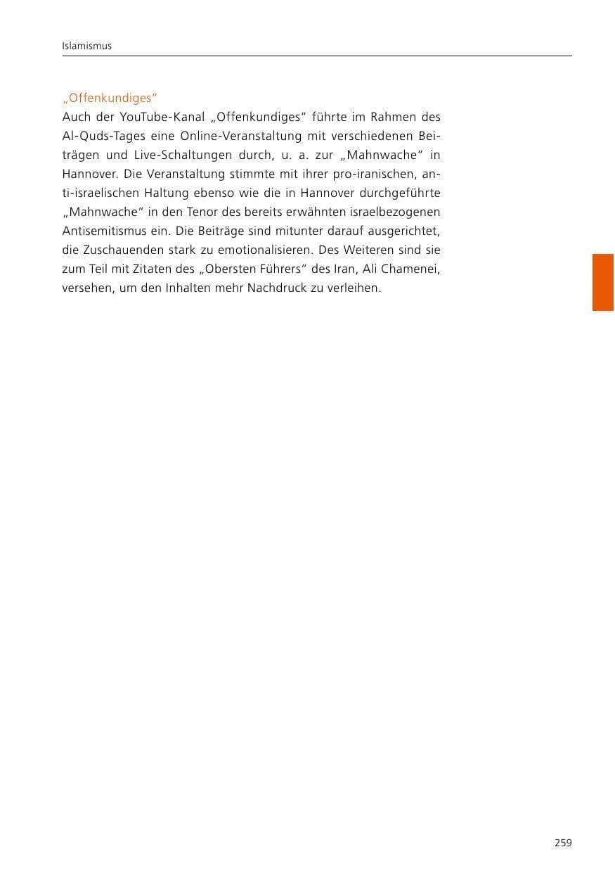 Seite 261 des Verfassungsschutzbericht 2021 Niedersachsen