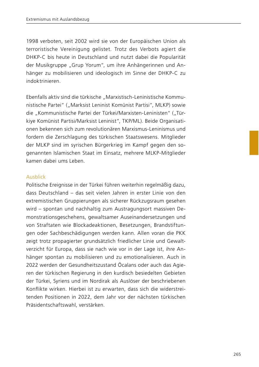 Seite 267 des Verfassungsschutzbericht 2021 Niedersachsen