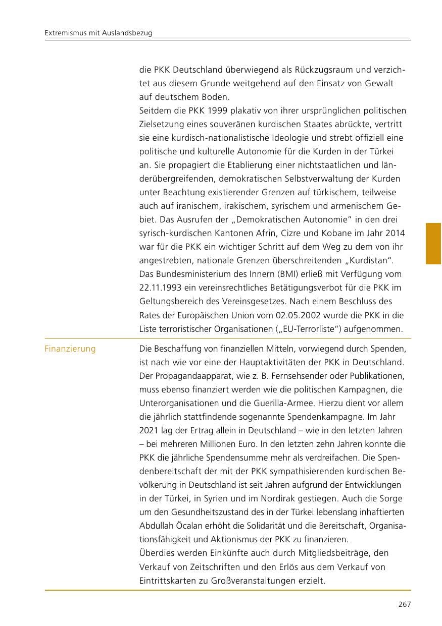 Seite 269 des Verfassungsschutzbericht 2021 Niedersachsen