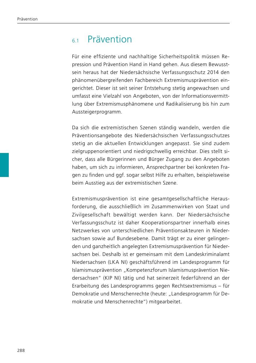 Seite 290 des Verfassungsschutzbericht 2021 Niedersachsen