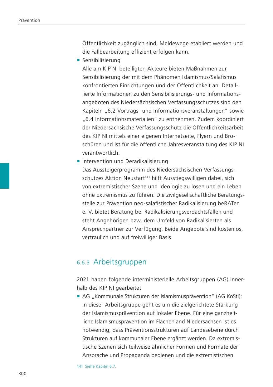 Seite 302 des Verfassungsschutzbericht 2021 Niedersachsen