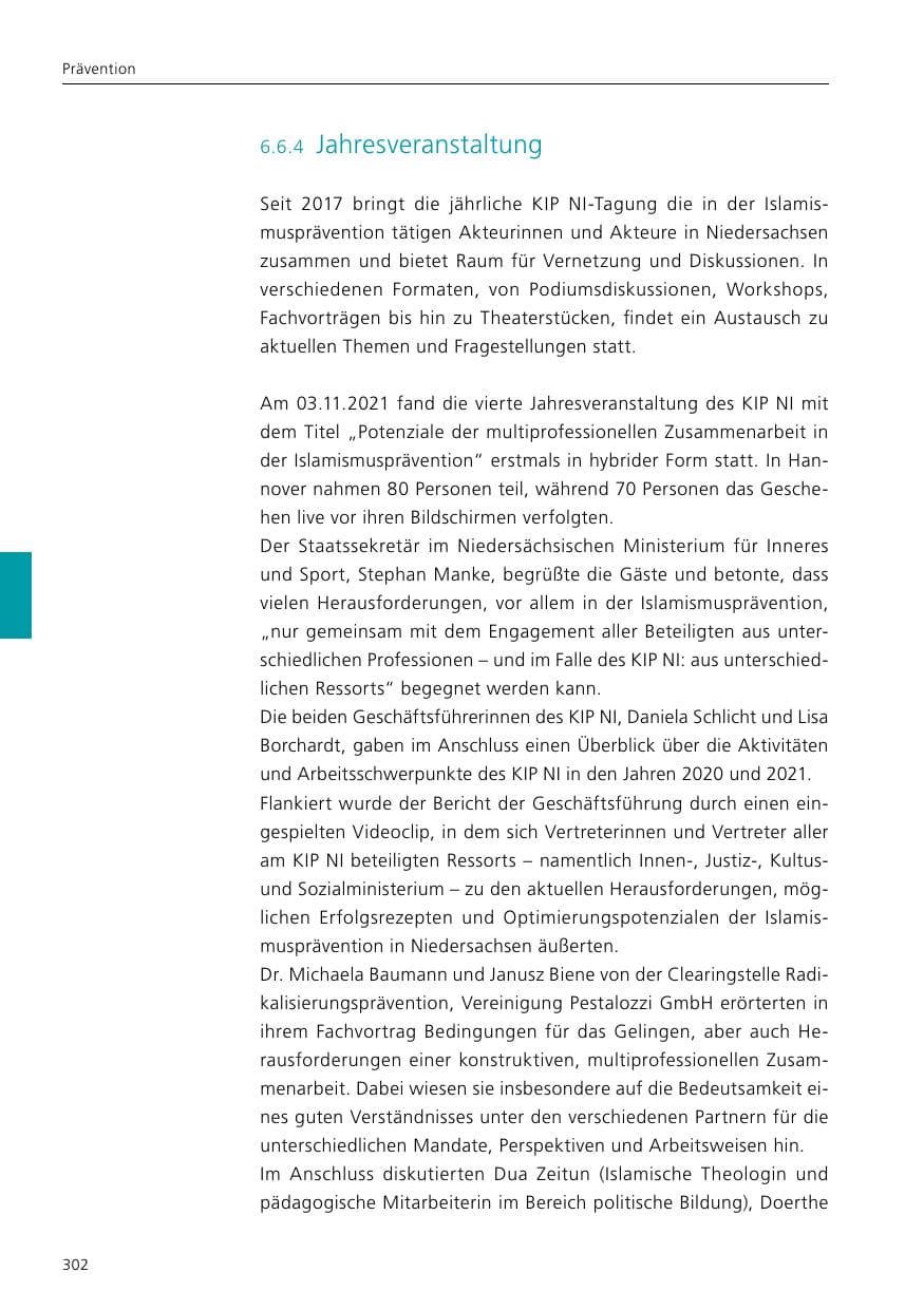 Seite 304 des Verfassungsschutzbericht 2021 Niedersachsen