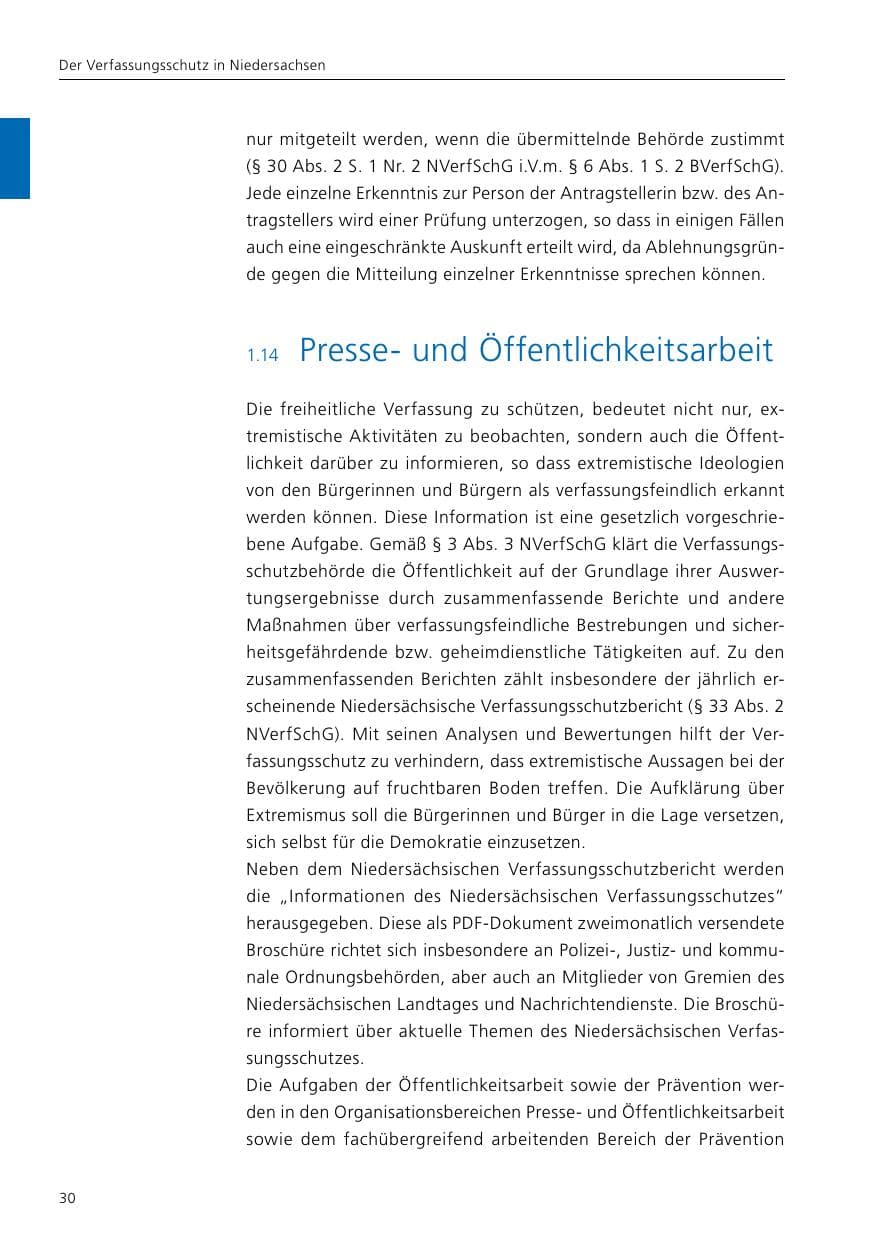 Seite 32 des Verfassungsschutzbericht 2021 Niedersachsen