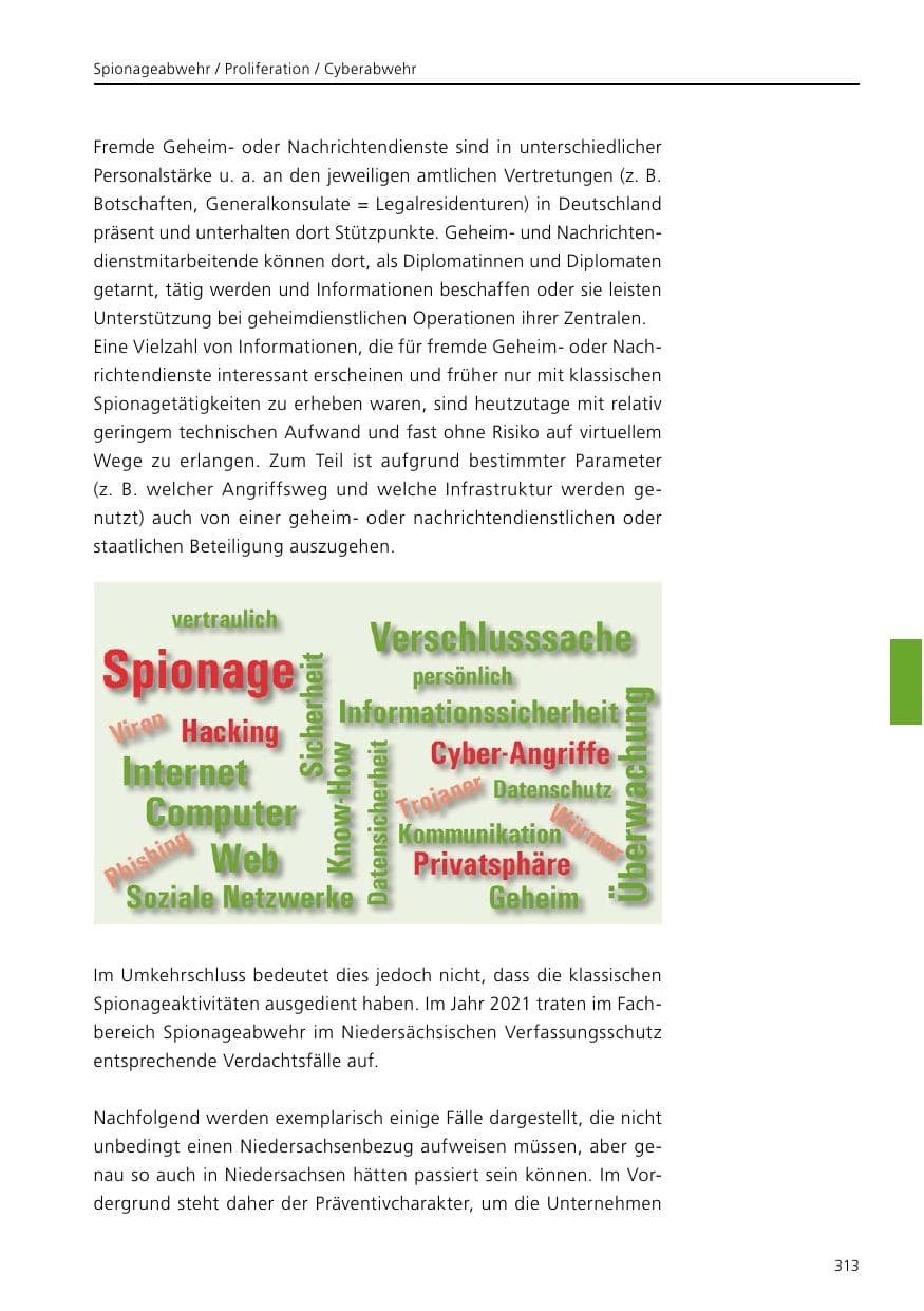 Seite 315 des Verfassungsschutzbericht 2021 Niedersachsen