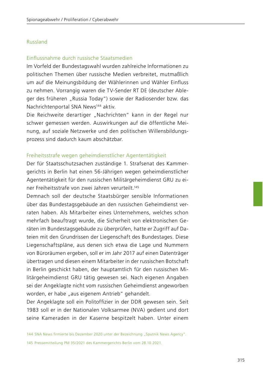 Seite 317 des Verfassungsschutzbericht 2021 Niedersachsen