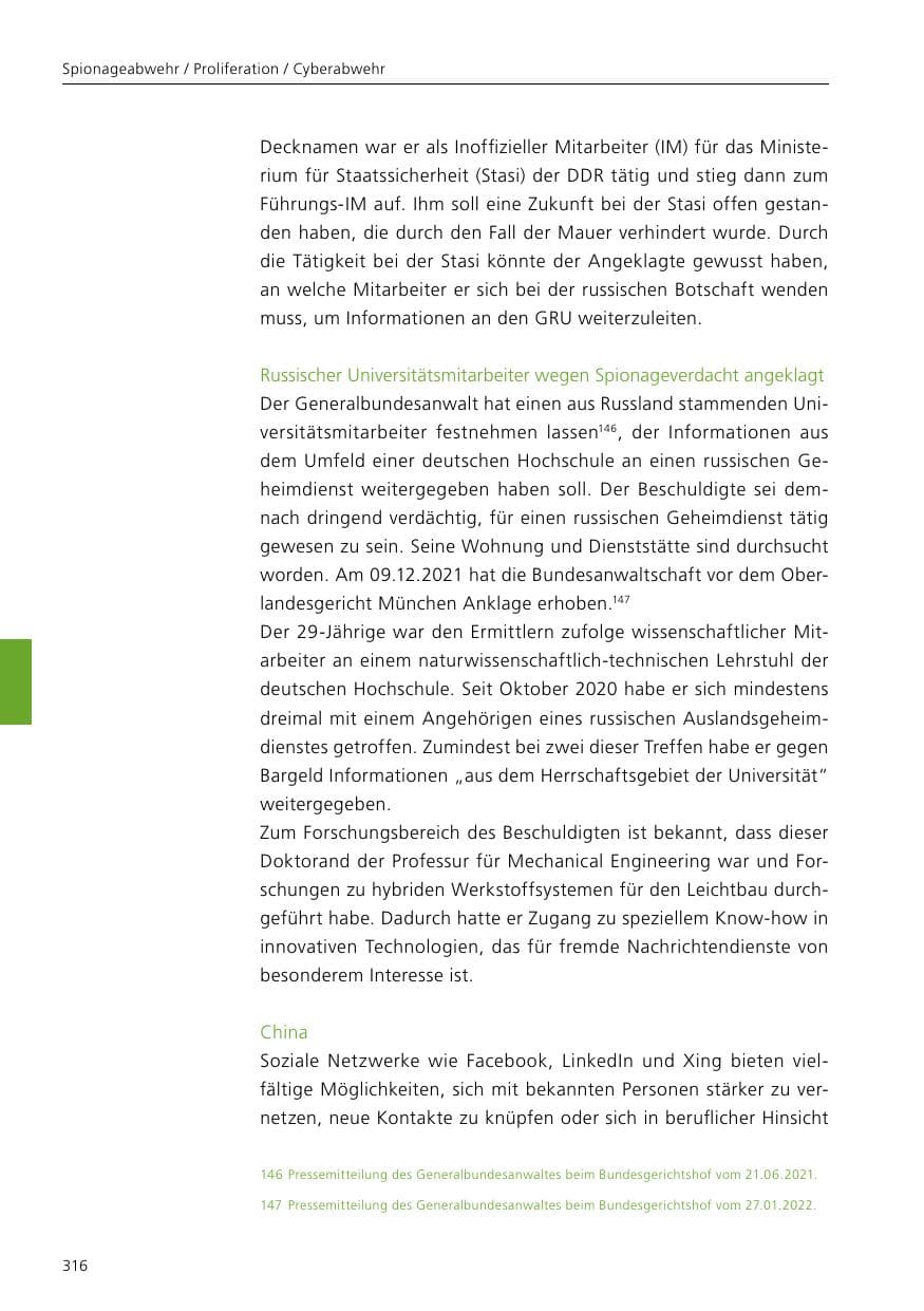 Seite 318 des Verfassungsschutzbericht 2021 Niedersachsen