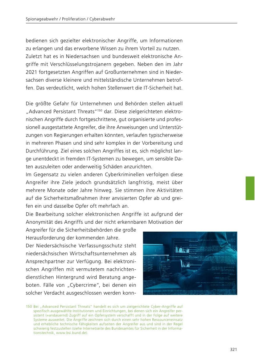 Seite 323 des Verfassungsschutzbericht 2021 Niedersachsen