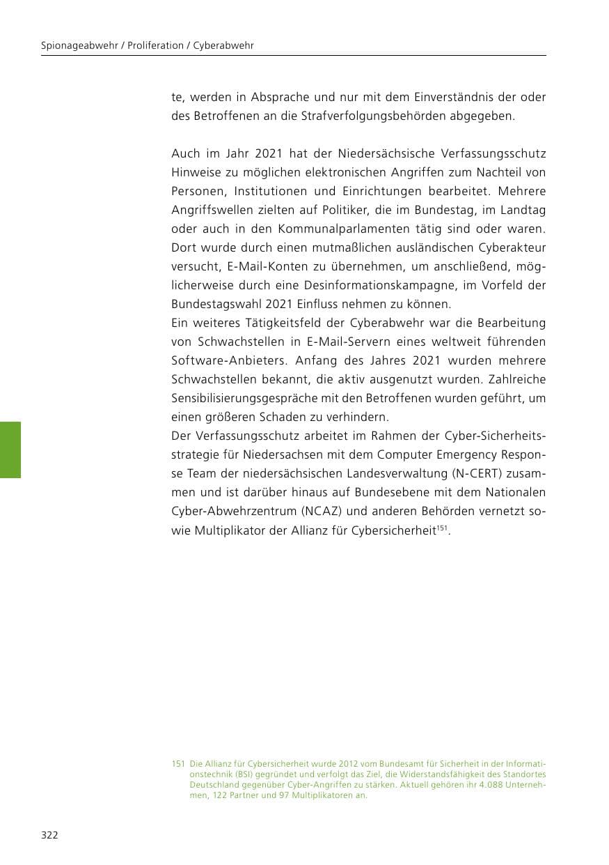 Seite 324 des Verfassungsschutzbericht 2021 Niedersachsen
