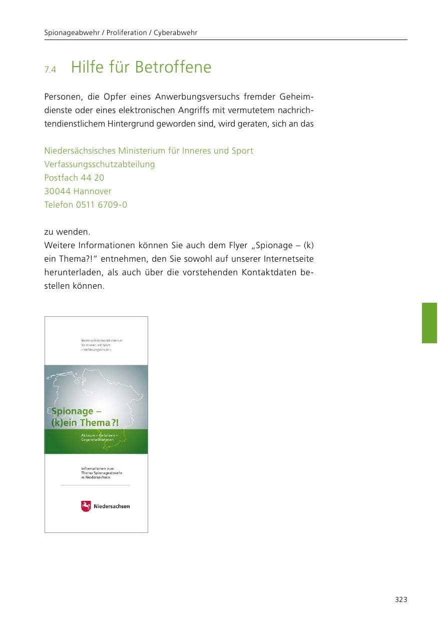 Seite 325 des Verfassungsschutzbericht 2021 Niedersachsen