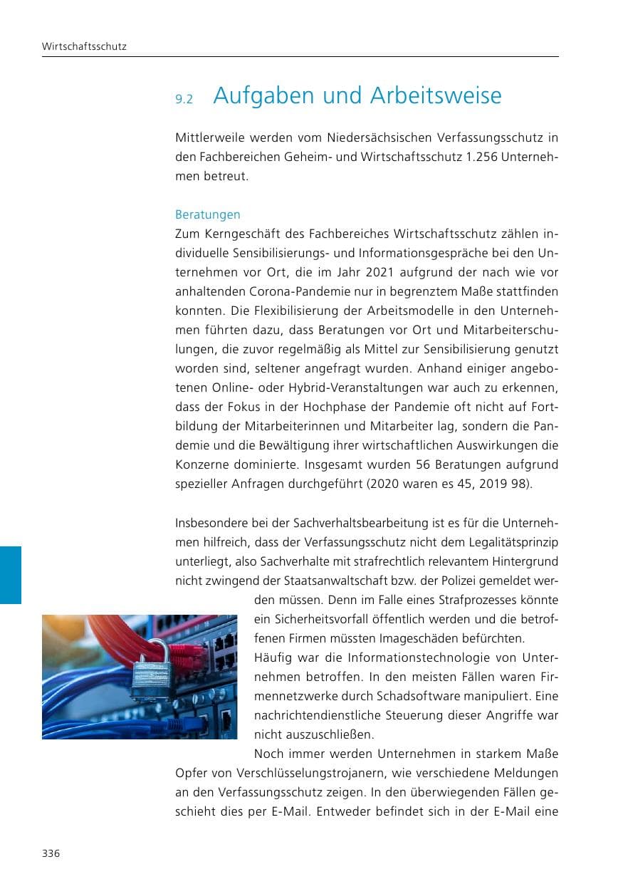 Seite 338 des Verfassungsschutzbericht 2021 Niedersachsen
