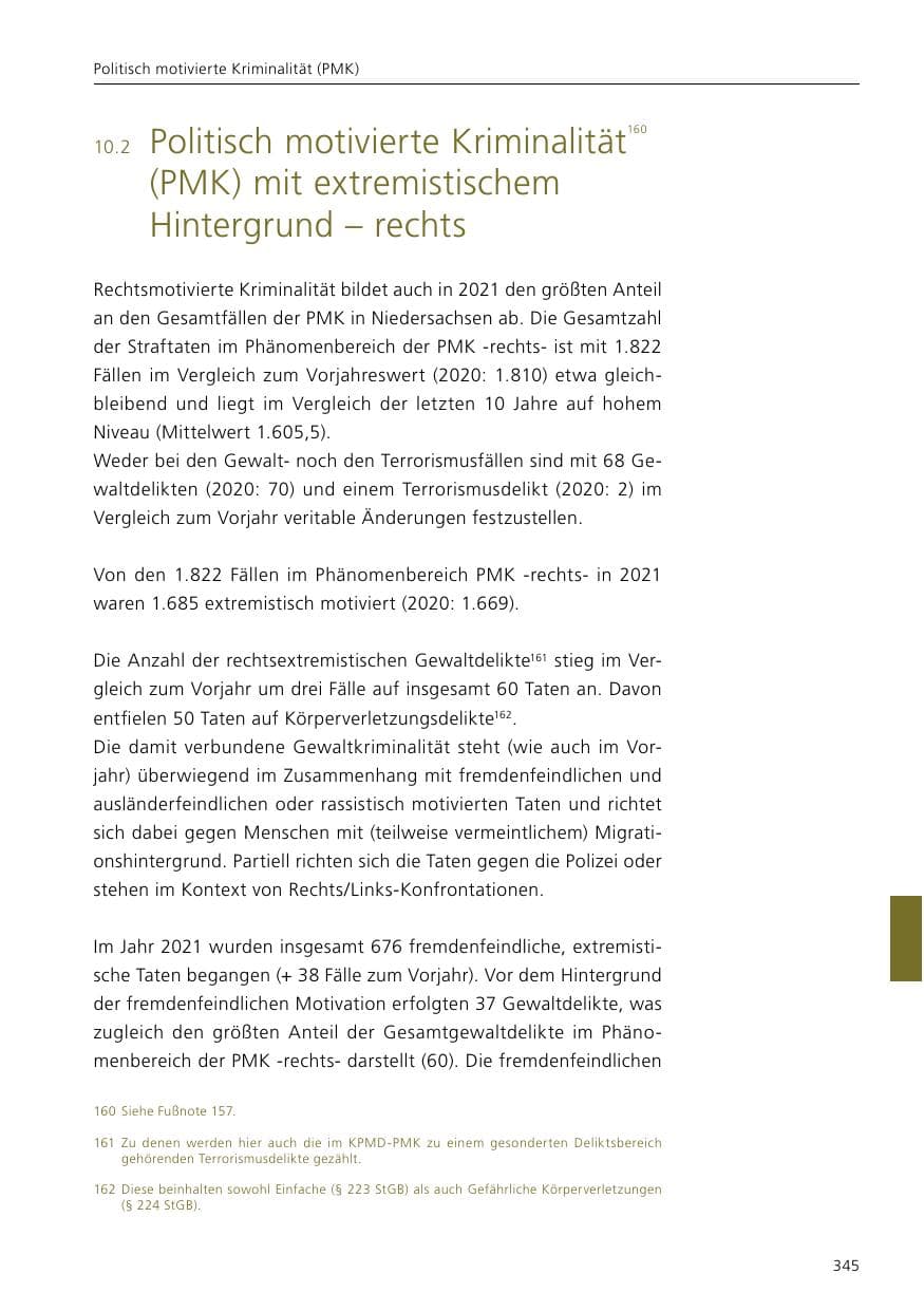 Seite 347 des Verfassungsschutzbericht 2021 Niedersachsen