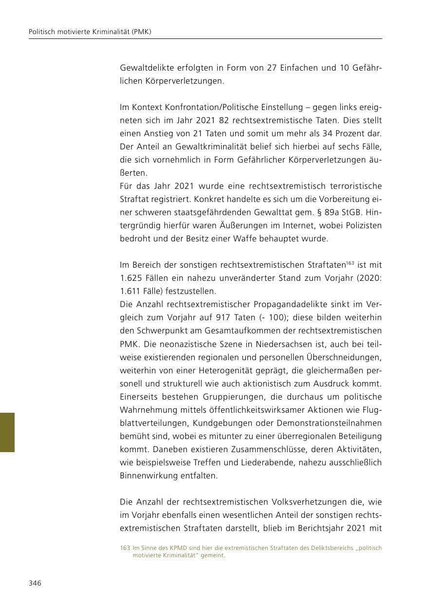 Seite 348 des Verfassungsschutzbericht 2021 Niedersachsen
