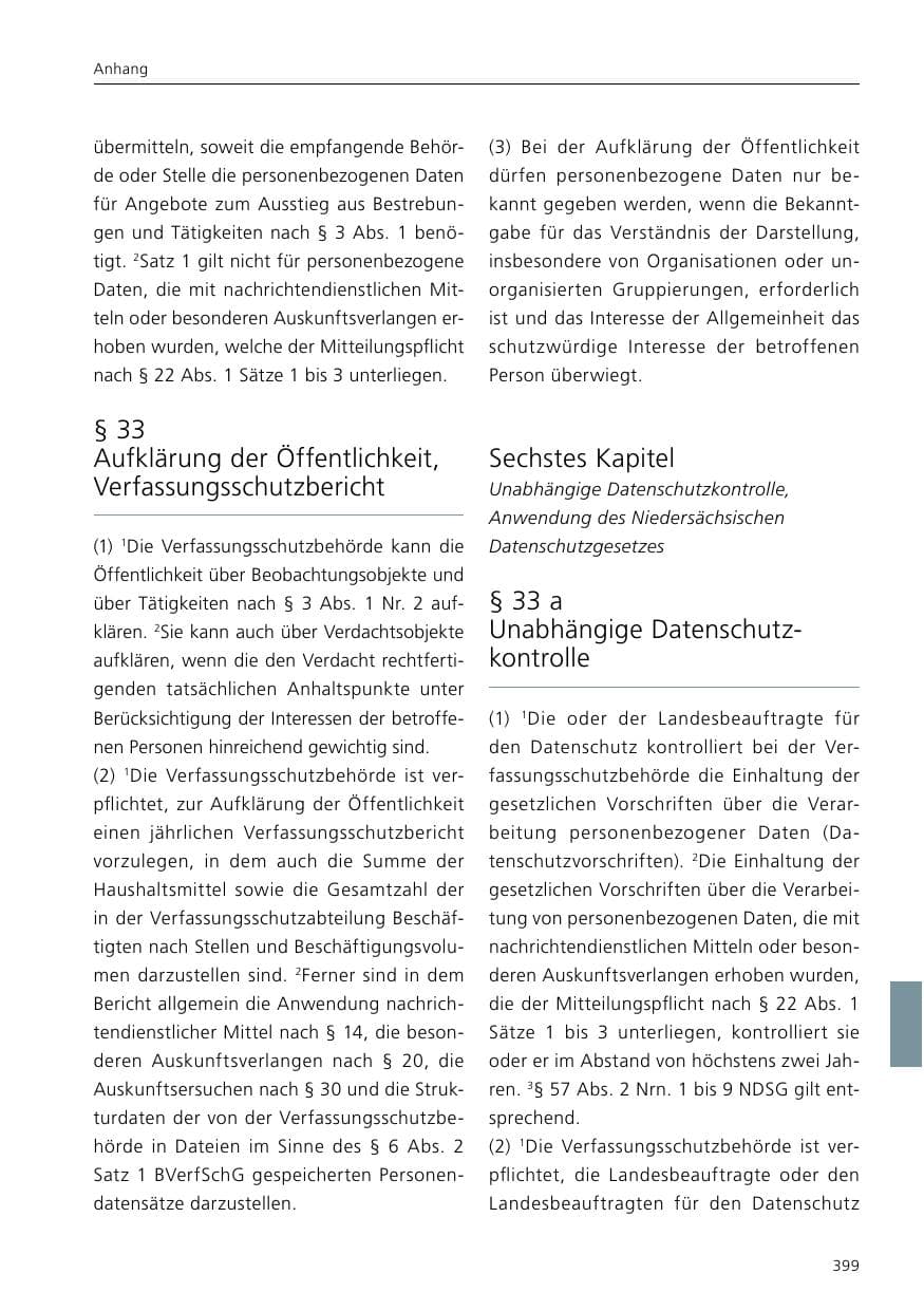 Seite 401 des Verfassungsschutzbericht 2021 Niedersachsen