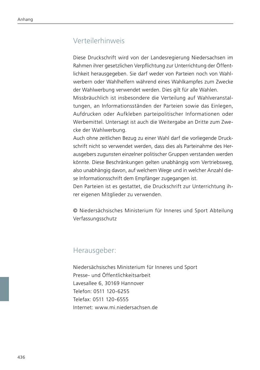 Seite 438 des Verfassungsschutzbericht 2021 Niedersachsen