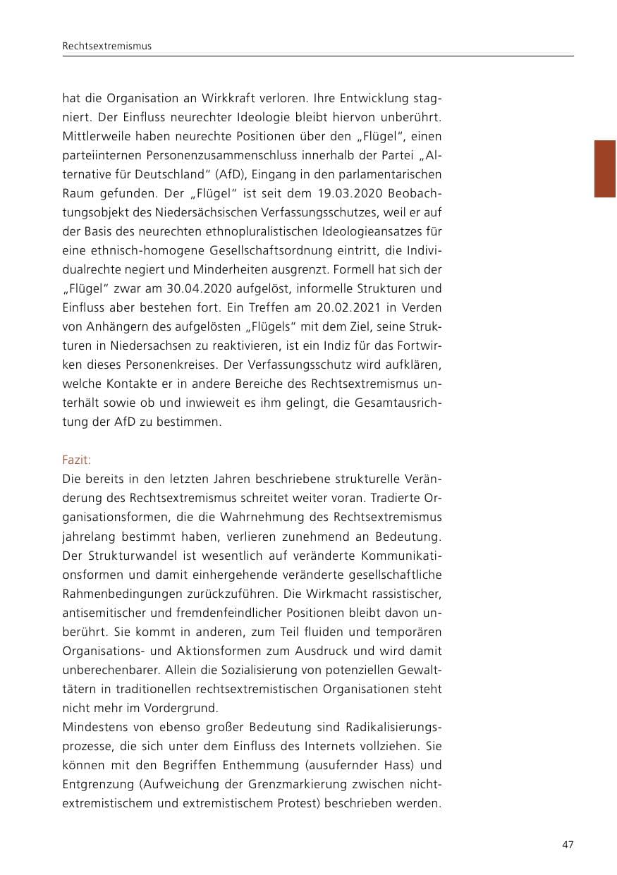 Seite 49 des Verfassungsschutzbericht 2021 Niedersachsen