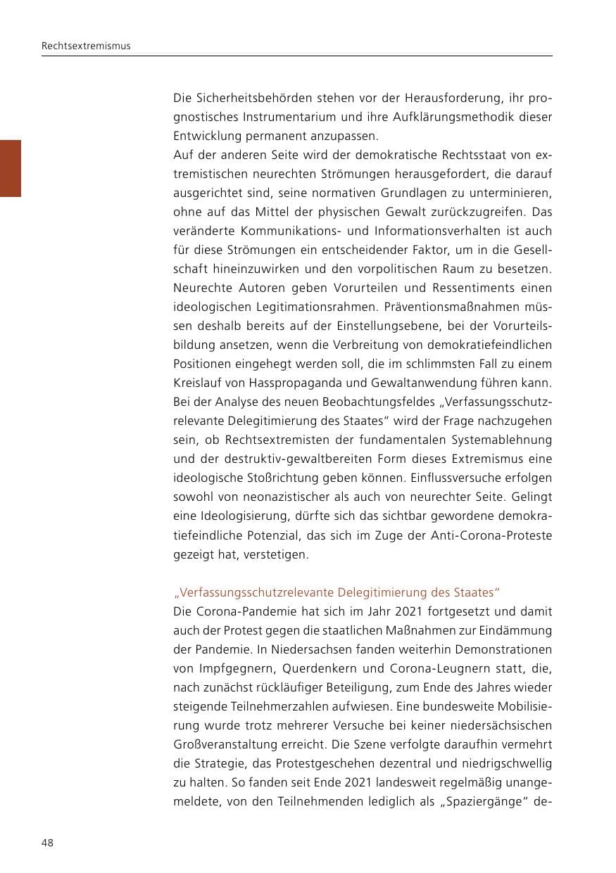Seite 50 des Verfassungsschutzbericht 2021 Niedersachsen