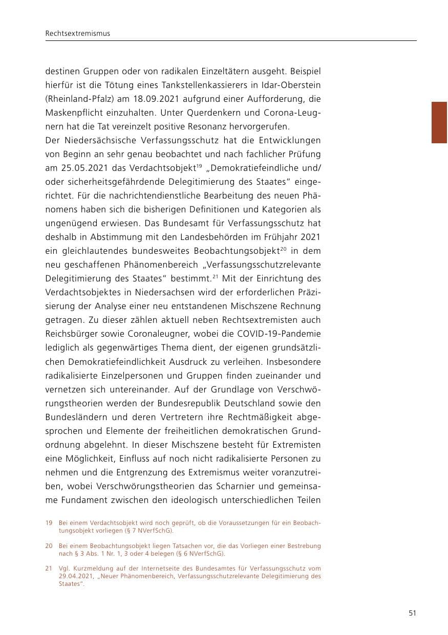 Seite 53 des Verfassungsschutzbericht 2021 Niedersachsen