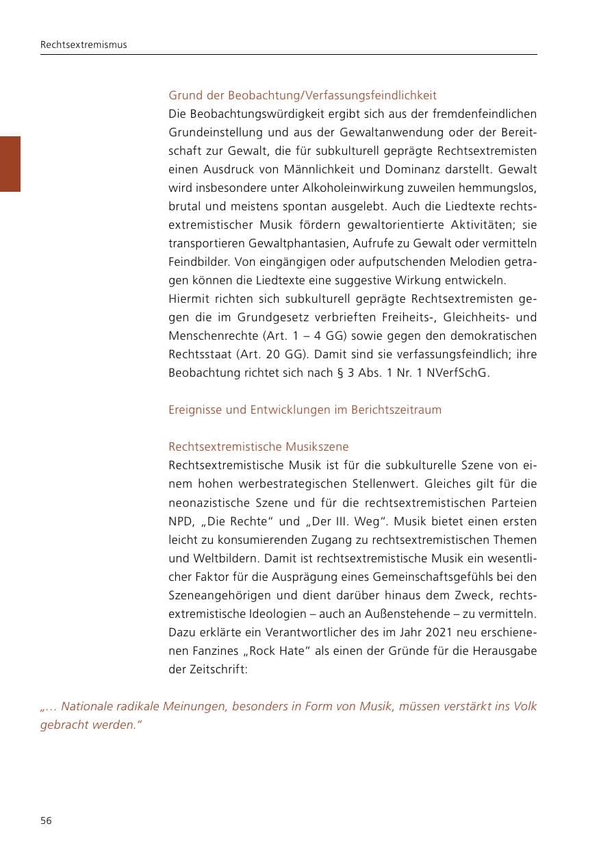 Seite 58 des Verfassungsschutzbericht 2021 Niedersachsen