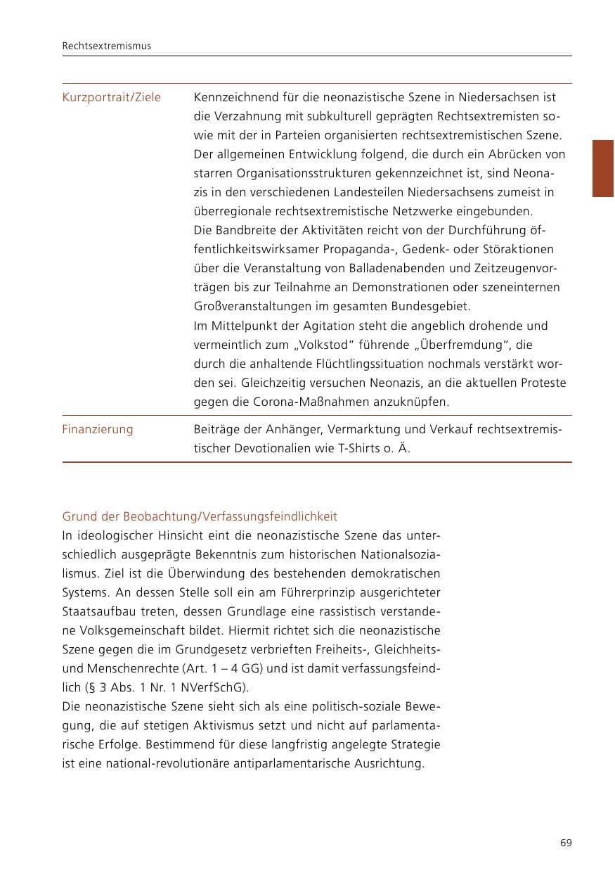 Seite 71 des Verfassungsschutzbericht 2021 Niedersachsen