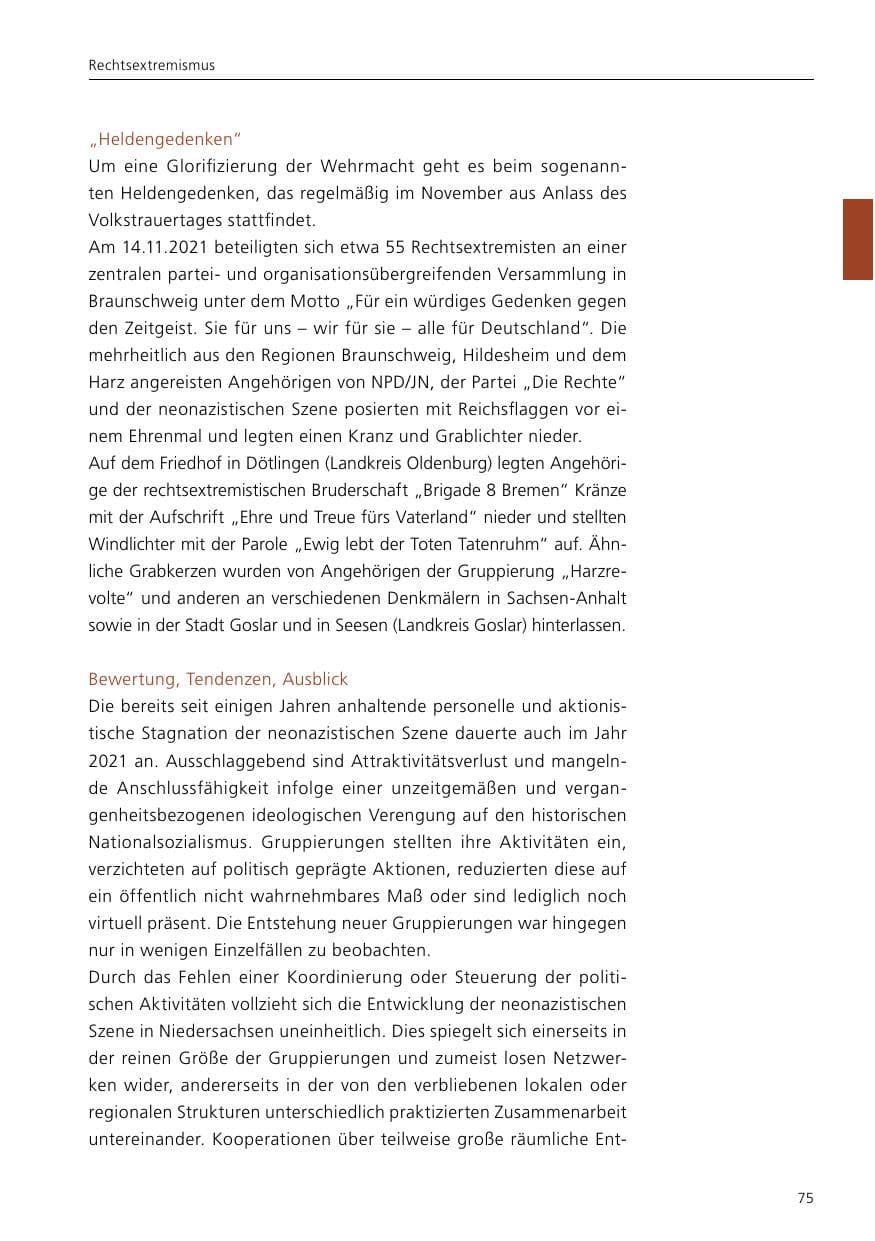 Seite 77 des Verfassungsschutzbericht 2021 Niedersachsen
