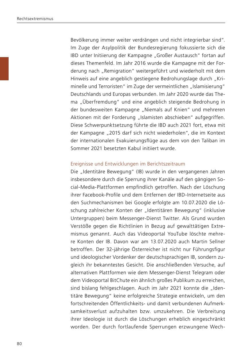 Seite 82 des Verfassungsschutzbericht 2021 Niedersachsen