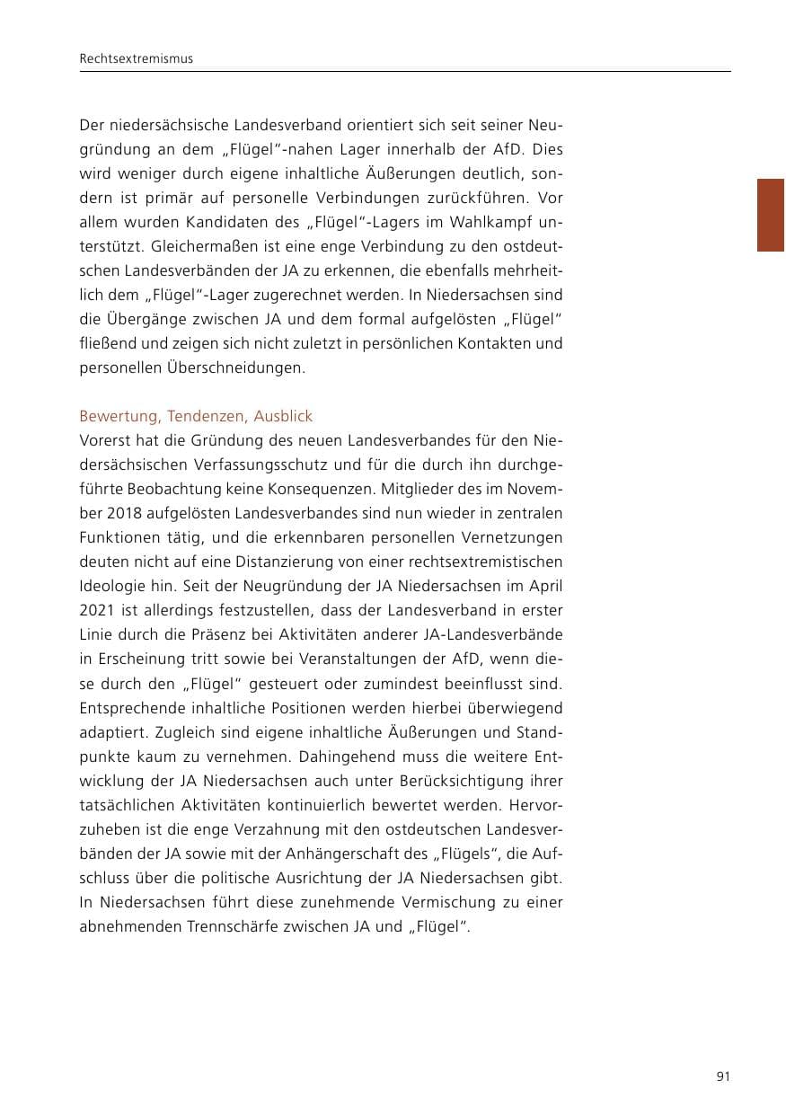 Seite 93 des Verfassungsschutzbericht 2021 Niedersachsen
