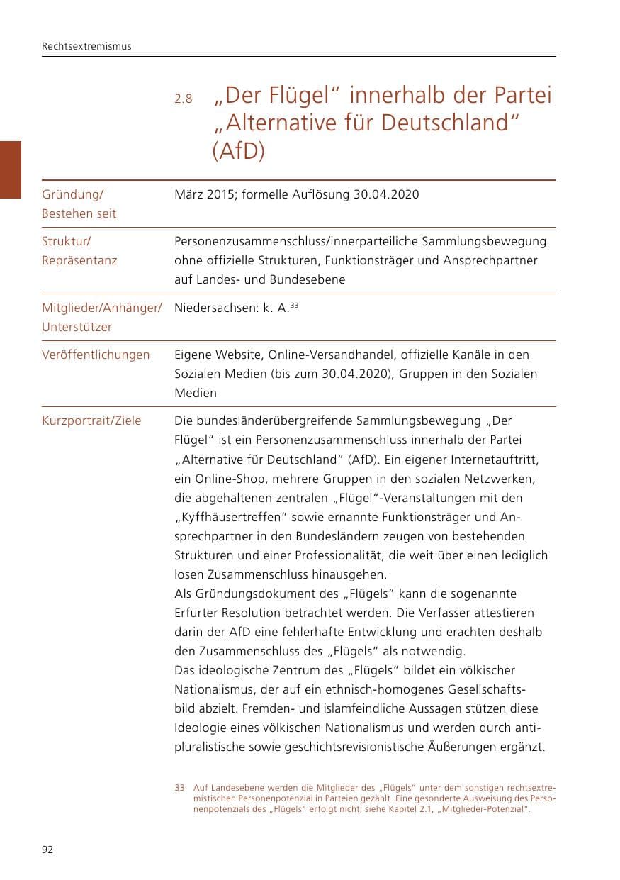 Seite 94 des Verfassungsschutzbericht 2021 Niedersachsen