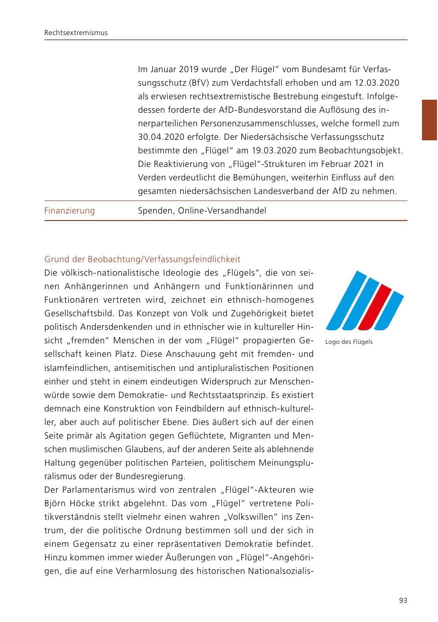 Seite 95 des Verfassungsschutzbericht 2021 Niedersachsen