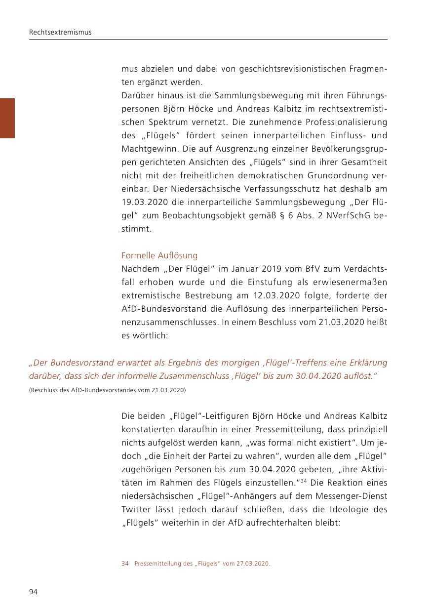 Seite 96 des Verfassungsschutzbericht 2021 Niedersachsen