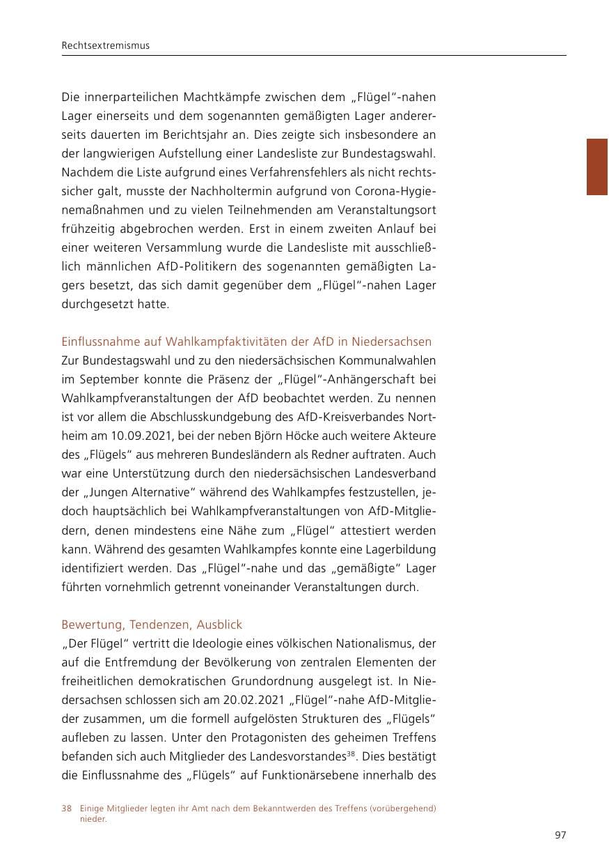 Seite 99 des Verfassungsschutzbericht 2021 Niedersachsen